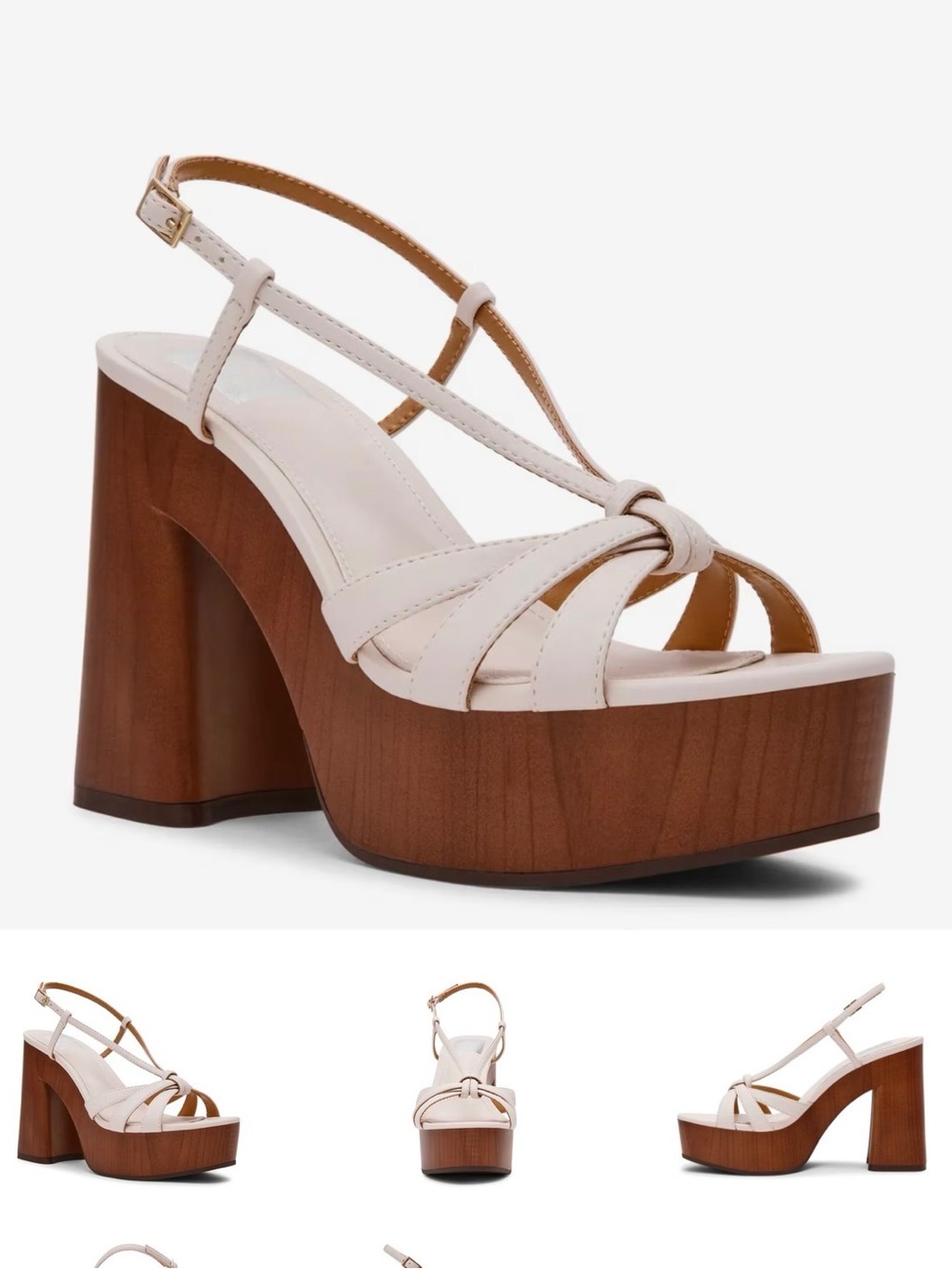Dolce Vita Willowmena Cream Leather Knotted Platform Sandal